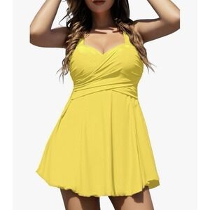 COCOPEAR Women's (Size 3XL) Elegant Crossover One Piece Swimdress Swimsuit B